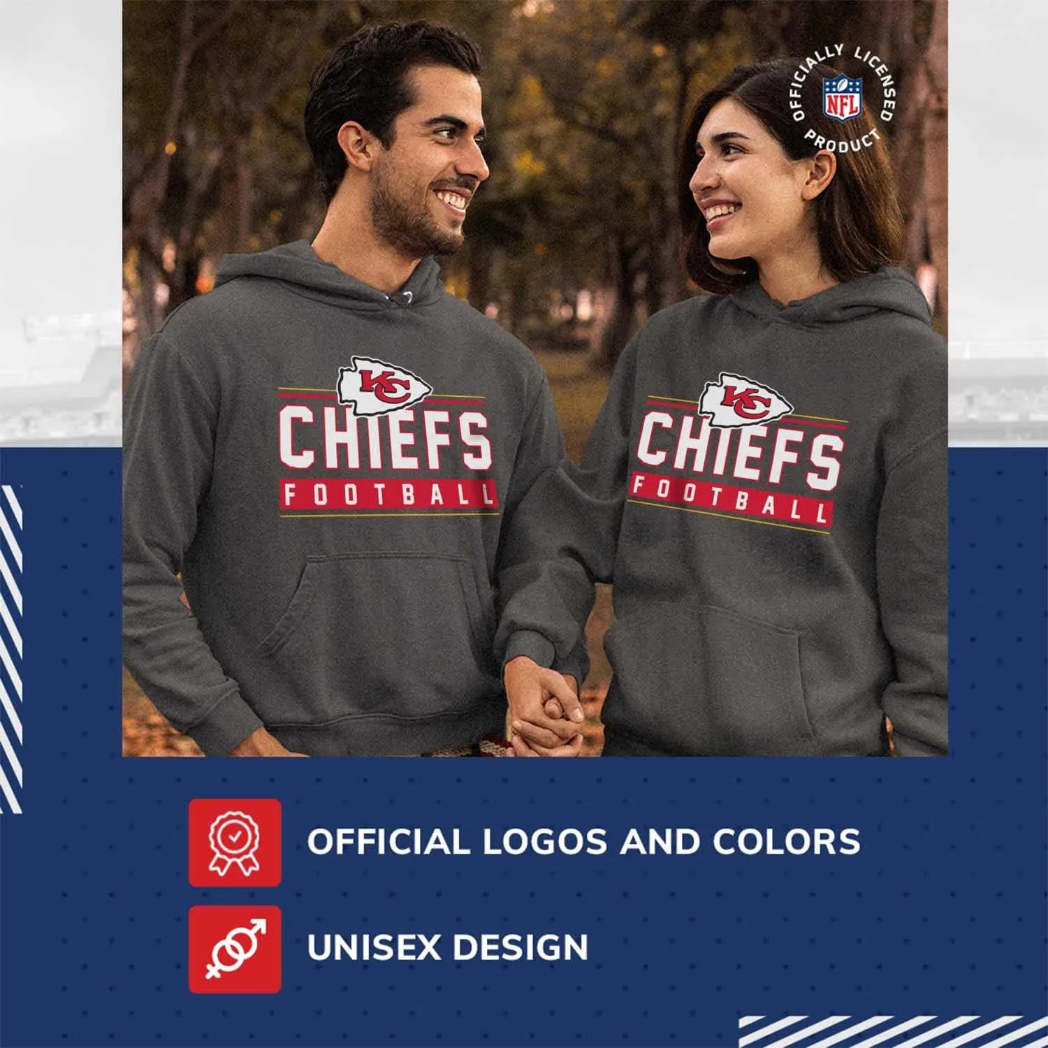 Team Fan Apparel NFL Adult True Fan Hooded Charcoal Sweatshirt - Cotton Poly Fleece - Show Your Team Spirit & be Comfortable
