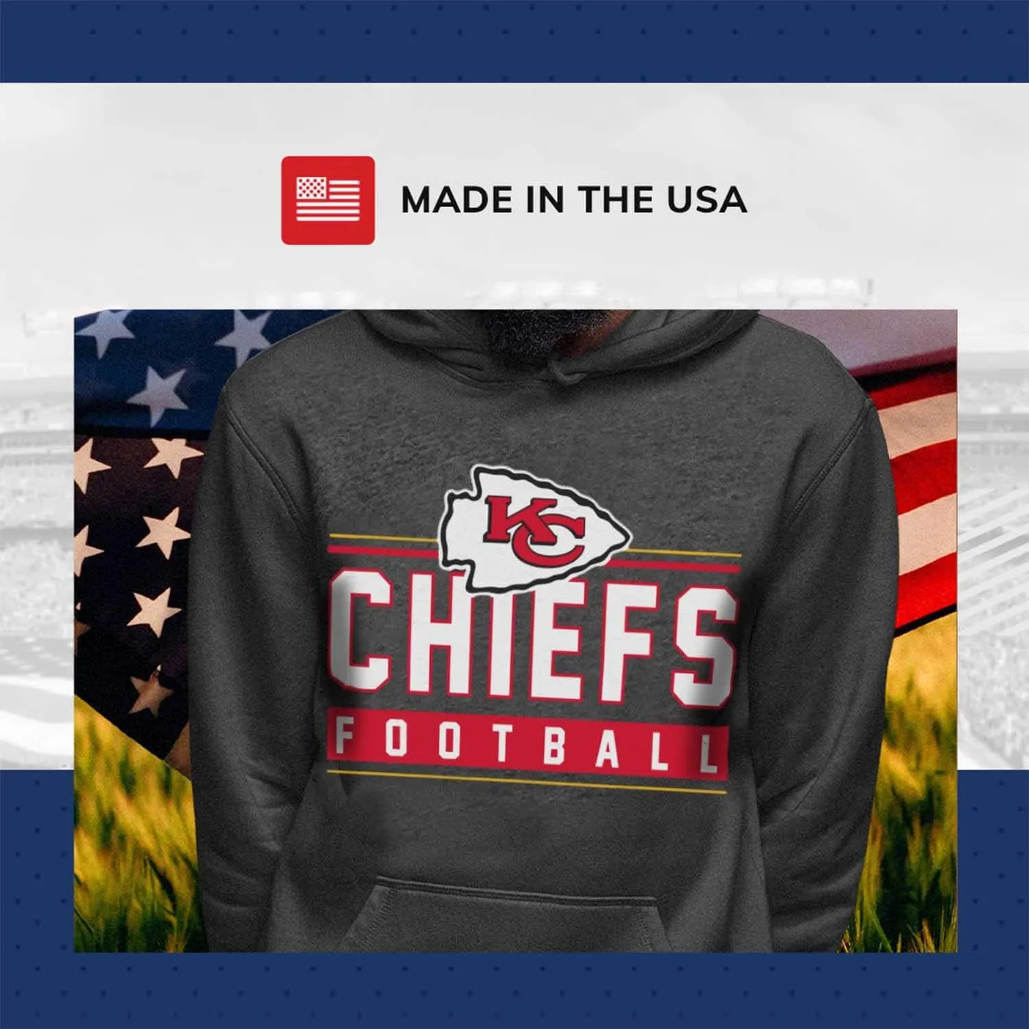Team Fan Apparel NFL Adult True Fan Hooded Charcoal Sweatshirt - Cotton Poly Fleece - Show Your Team Spirit & be Comfortable