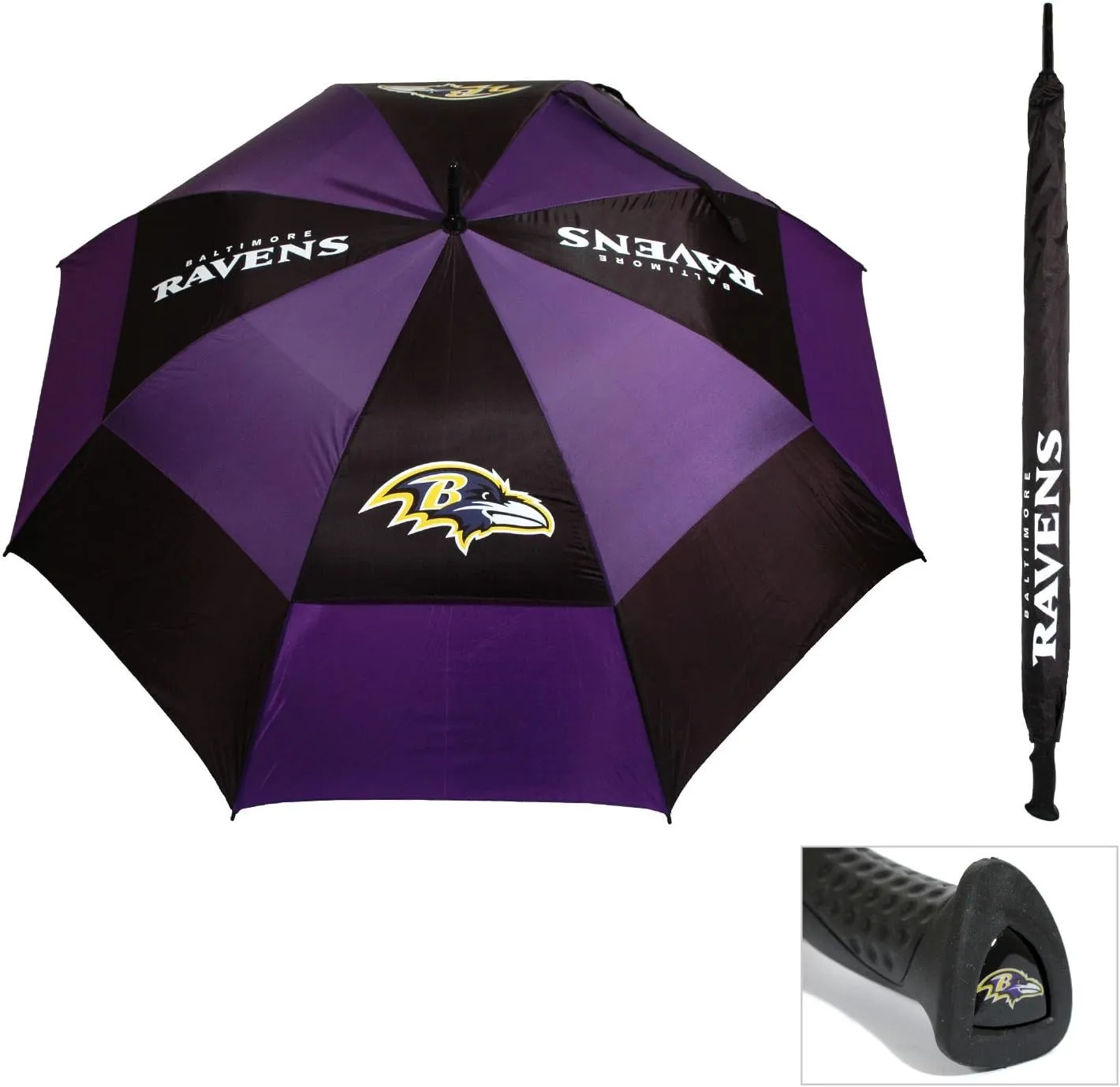 Team Golf NFL 62" Golf Umbrella with Protective Sheath, Double Canopy Wind Protection Design, Auto Open Button