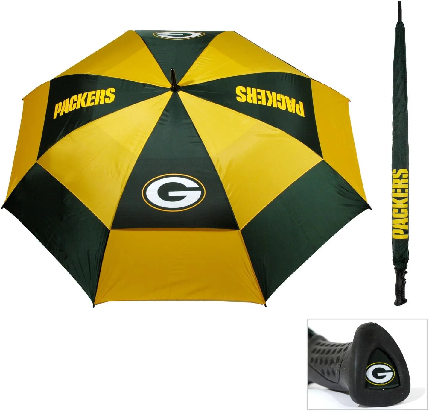 Team Golf NFL 62" Golf Umbrella with Protective Sheath, Double Canopy Wind Protection Design, Auto Open Button