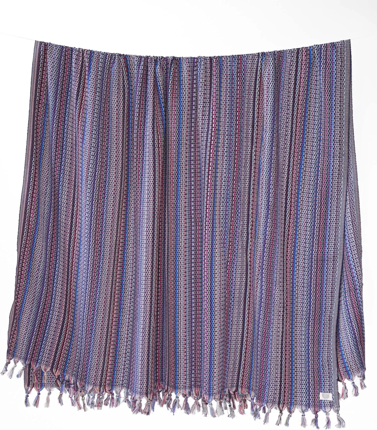 Teema Large Indoor/Outdoor Throw Blanket - 100% Turkish Cotton - Sand Free - Fast Drying - Versatile and Multi-Use - The Labyrinth Blanket (Navy)