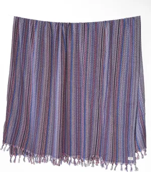 Teema Large Indoor/Outdoor Throw Blanket - 100% Turkish Cotton - Sand Free - Fast Drying - Versatile and Multi-Use - The Labyrinth Blanket (Navy)