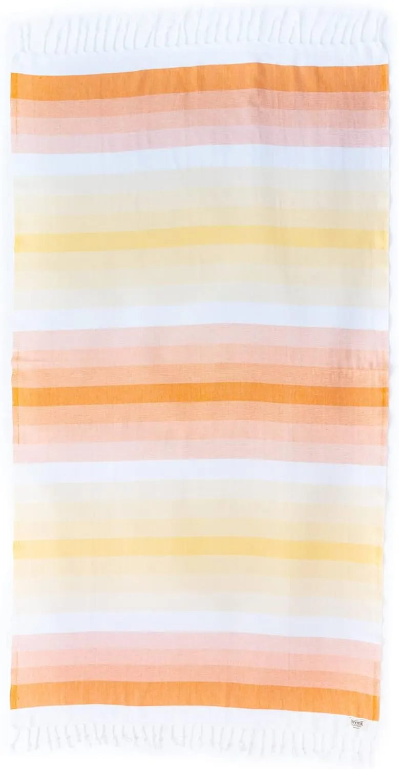 Teema Large Turkish Beach Towel - 100% Turkish Cotton - Sand Free - Fast Drying - Versatile and Multi-Use - The Layers (Yellow)