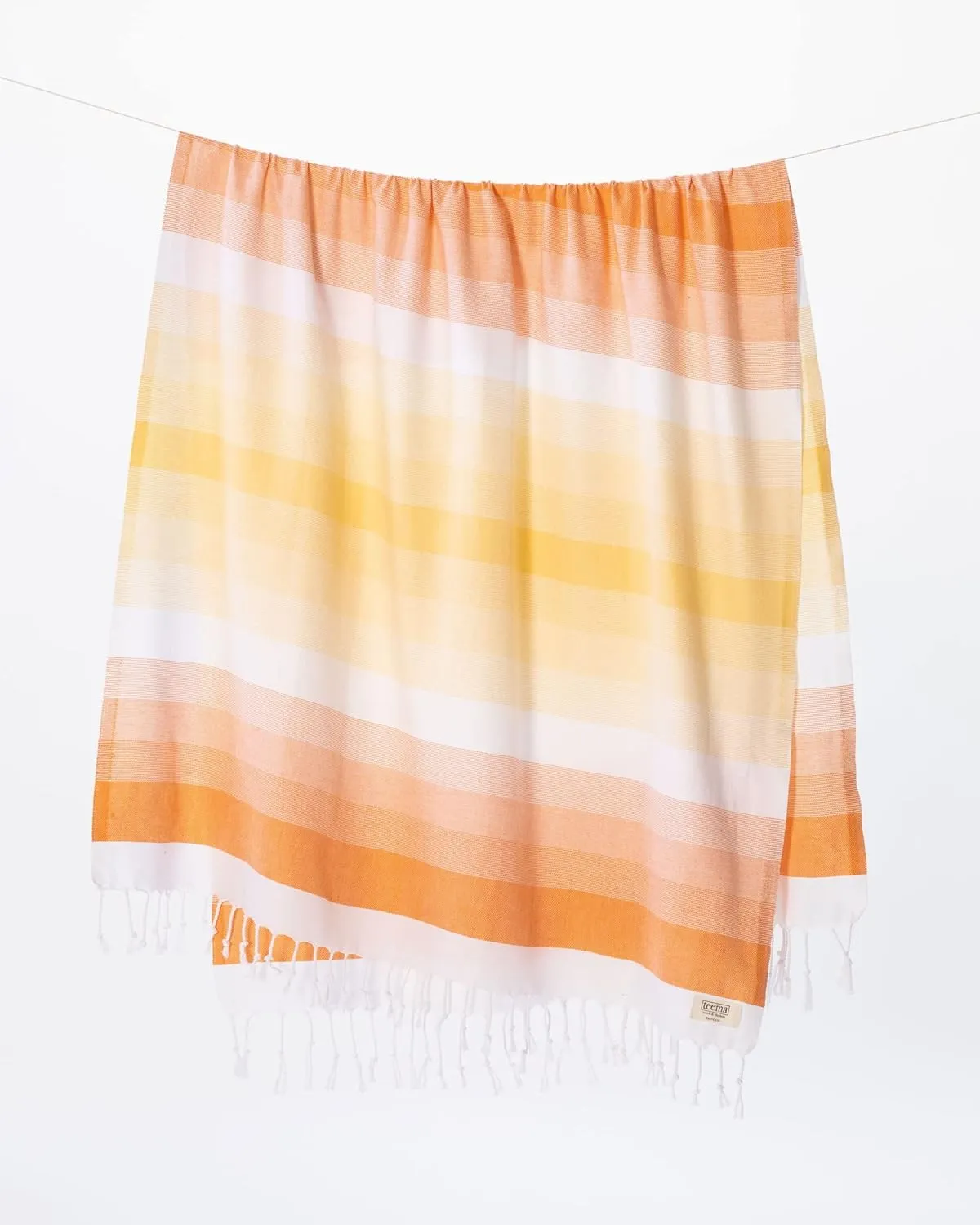 Teema Large Turkish Beach Towel - 100% Turkish Cotton - Sand Free - Fast Drying - Versatile and Multi-Use - The Layers (Yellow)