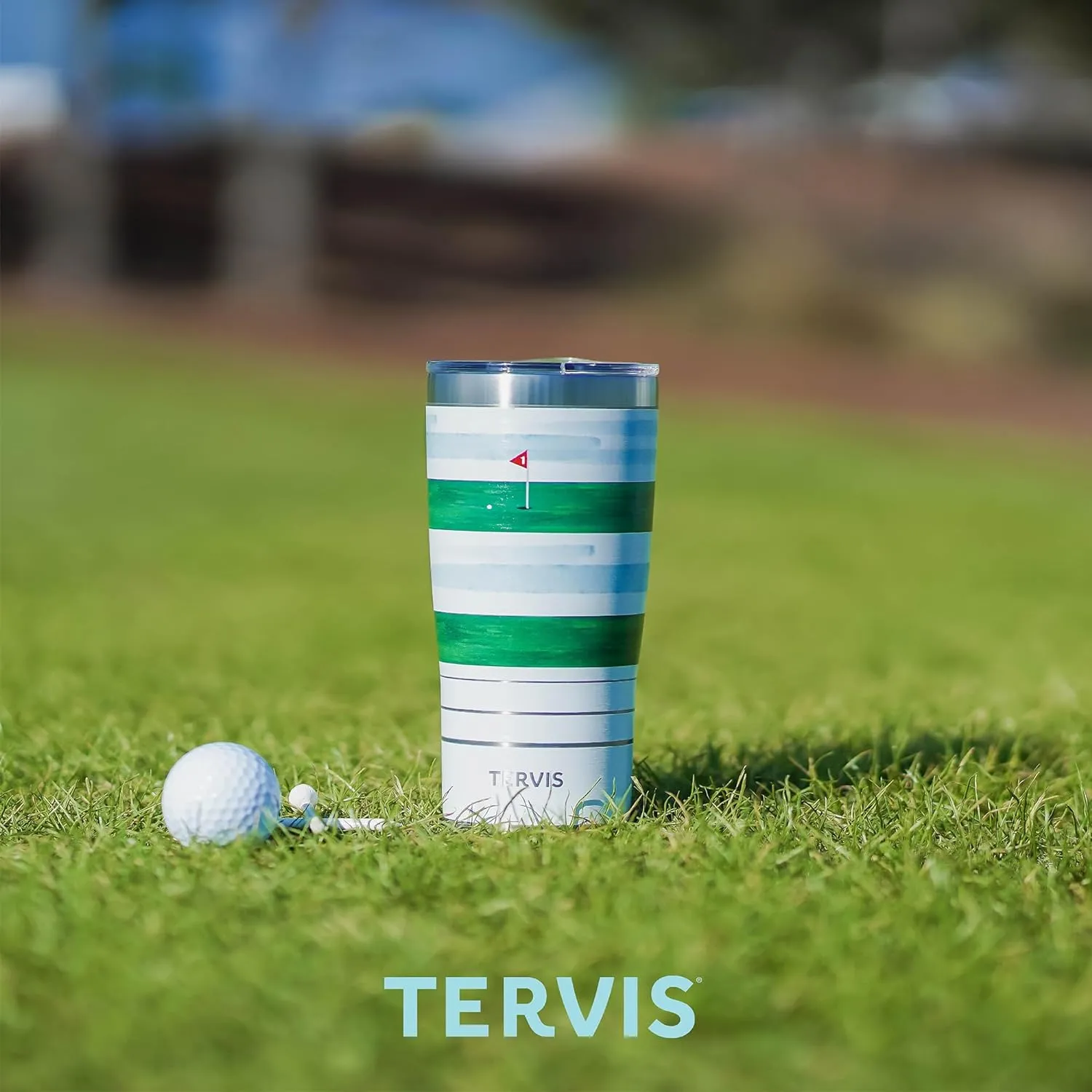 Tervis Traveler Golf Sink the Putt Triple Walled Insulated Tumbler Travel Cup Keeps Drinks Cold & Hot, 20oz, Stainless Steel
