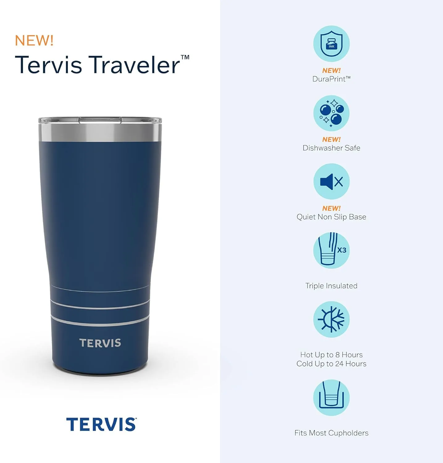 Tervis Traveler NFL Kansas City Chiefs - Arctic Triple Walled Insulated Tumbler Travel Cup Keeps Drinks Cold & Hot, 20oz, Stainless Steel