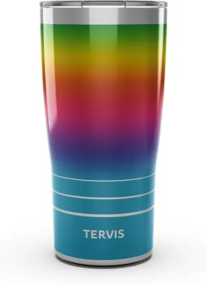 Tervis Traveler Rainbow Flavor Ombre Triple Insulated Tumbler Travel Cup Keeps Drinks Cold & Hot, 20oz, Stainless Steel
