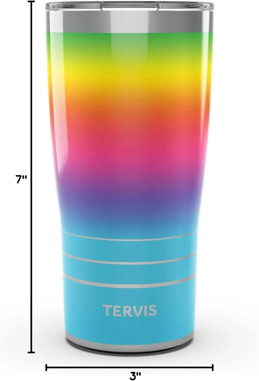 Tervis Traveler Rainbow Flavor Ombre Triple Insulated Tumbler Travel Cup Keeps Drinks Cold & Hot, 20oz, Stainless Steel