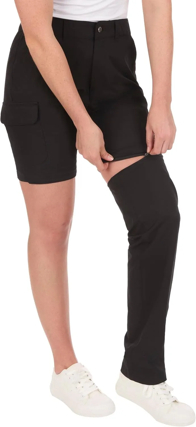 The American Outdoorsman Womens High Rise Hiking Trail Convertible Pants to Shorts - Stretch Cargo Pants for Women