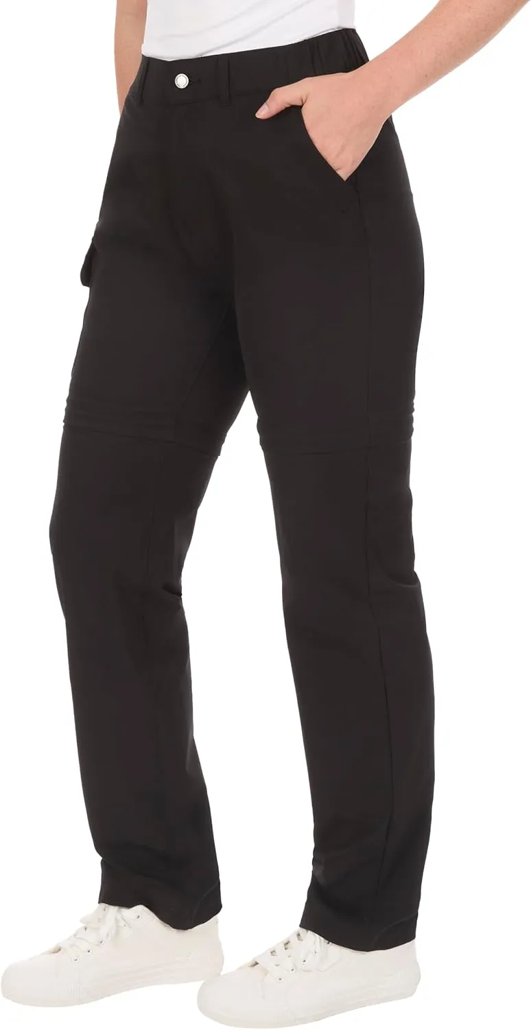 The American Outdoorsman Womens High Rise Hiking Trail Convertible Pants to Shorts - Stretch Cargo Pants for Women