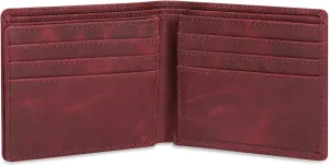 The Antiq Leather Wallet for men with RFID Blocking, Gift for Him, Bifold Wallets with 9 Credit Cards 1 ID Window, Wallet for Men, Men's Purse, Currency Organiser Single ID Wallet (Red)