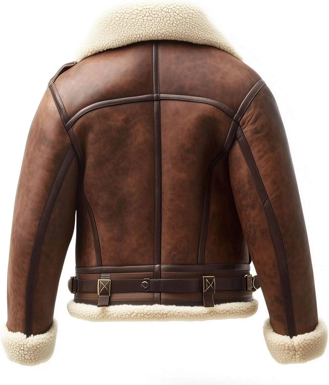 The Next Shearling Brown Leather Jacket Genuine Luxurious Sheepskin Fur Leather B3 Bomber Leather Modern Aviator Jackets