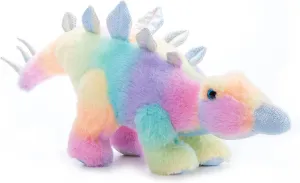 The Petting Zoo Stegosaurus Stuffed Animal Plushie, Ombrez Wildlife Animals, ZOOLOGEE Rainbow Dinosaur Plush Toy 17 inches