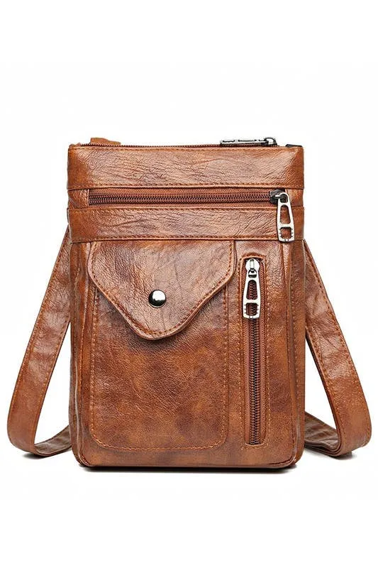 The Quilted Soft Leather Messenger Bag (Brown)