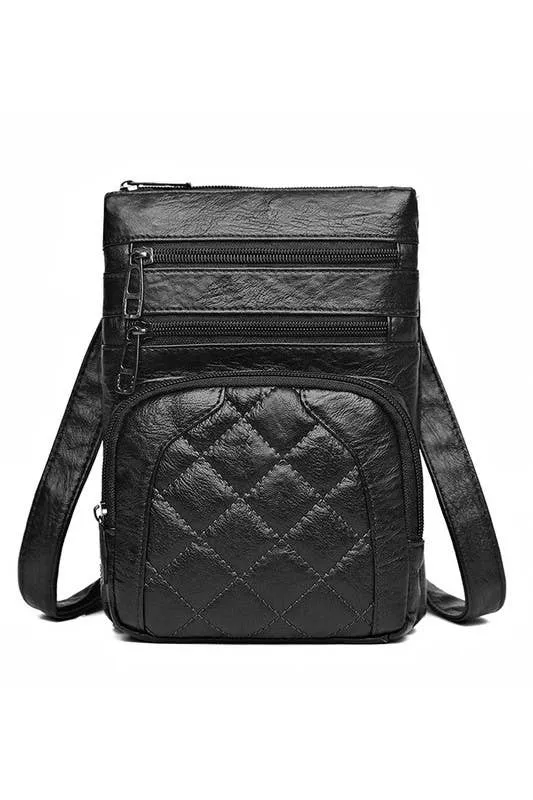 The Quilted Soft Leather Messenger Bag (Brown)