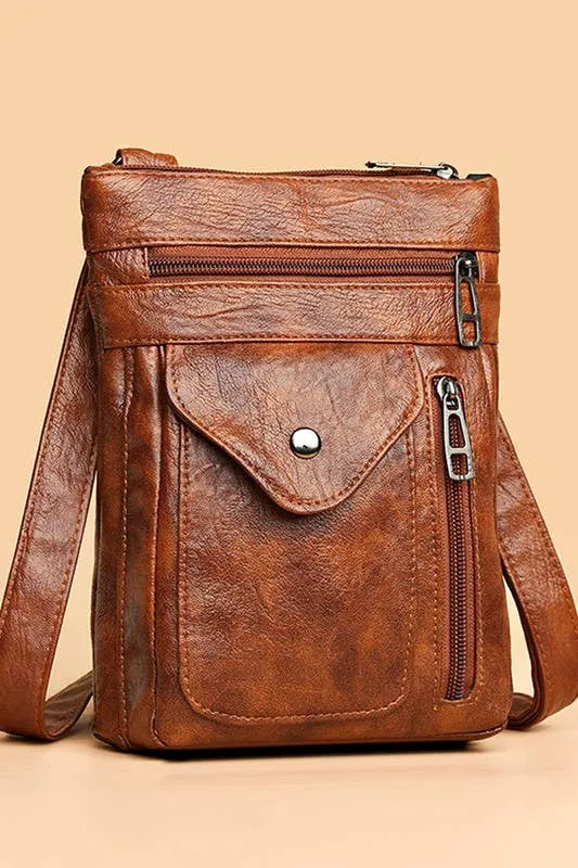The Quilted Soft Leather Messenger Bag (Brown)