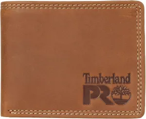 Timberland PRO Men's Slim Leather RFID Bifold Wallet with Back ID Window