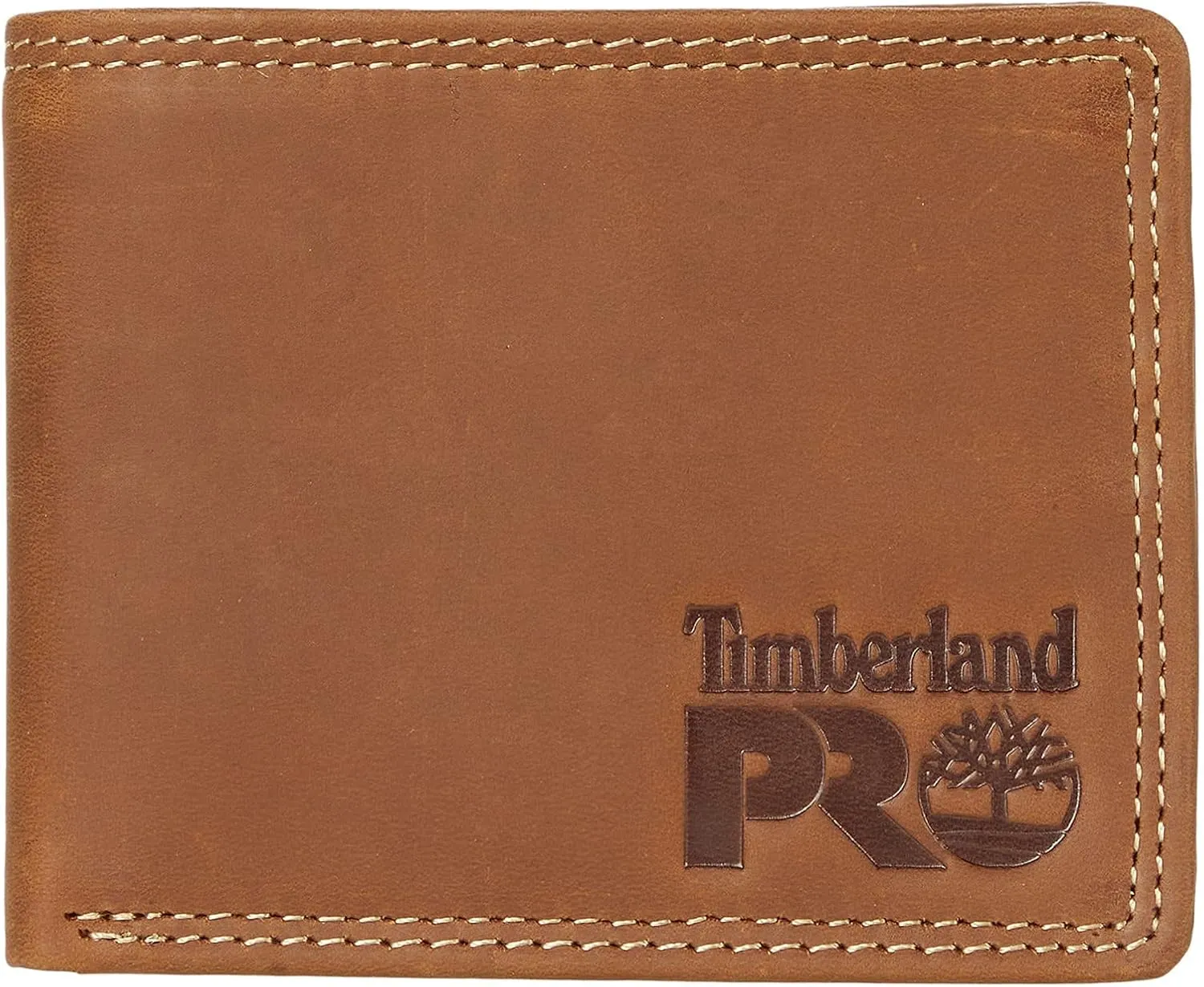 Timberland PRO Men's Slim Leather RFID Bifold Wallet with Back ID Window