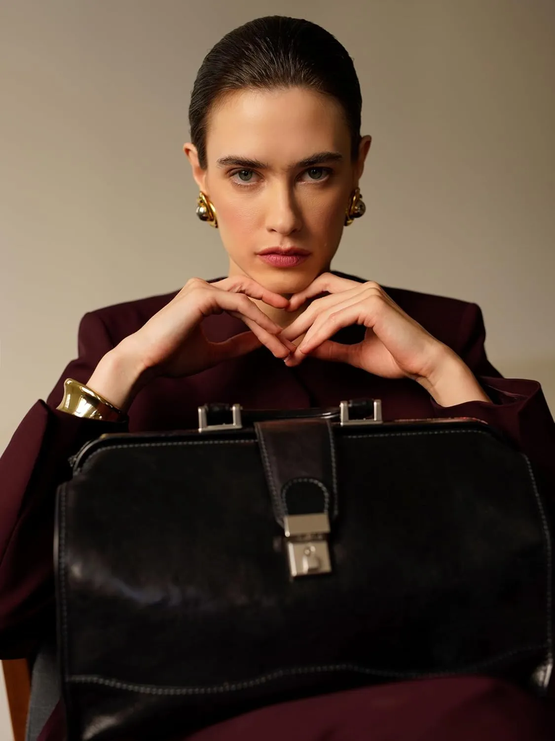 Time Resistance Leather Doctor Bag - Italian Handmade Medical Bag - Vintage Style Handbag - Real Leather Briefcase