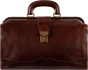 Time Resistance Leather Doctor Bag - Italian Handmade Medical Bag - Vintage Style Handbag - Real Leather Briefcase