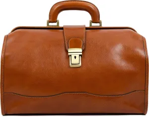 Time Resistance Leather Doctor Bag - Italian Handmade Medical Bag - Vintage Style Handbag - Real Leather Briefcase