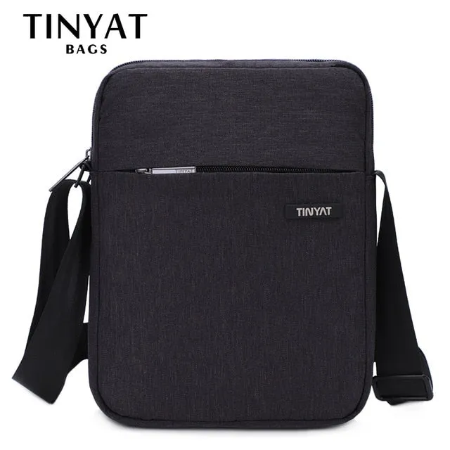 TINYTA Men's bag Leather Men Shoulder Bag for 9.7'pad PU Waterproof Casual crossbody bag Shockproof Messenger bag shoulder gray