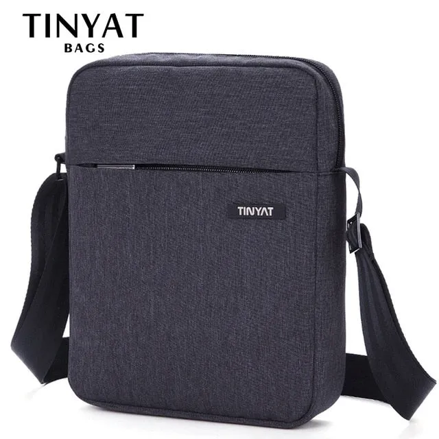 TINYTA Men's bag Leather Men Shoulder Bag for 9.7'pad PU Waterproof Casual crossbody bag Shockproof Messenger bag shoulder gray