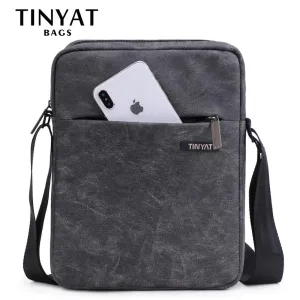 TINYTA Men's bag Leather Men Shoulder Bag for 9.7'pad PU Waterproof Casual crossbody bag Shockproof Messenger bag shoulder gray