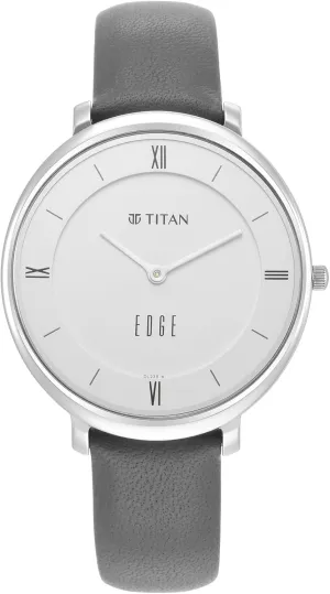 Titan Edge Analogue Black Dial Leather Strap Watch for Women-NS2655SL01, Black Strap