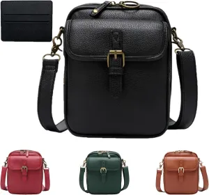 Tojoyride Crossbody Bag, 10 Card Slots Vintage Tojoyride Crossbody Leather Bag Built in Wallet, Anti Theft Cross Body