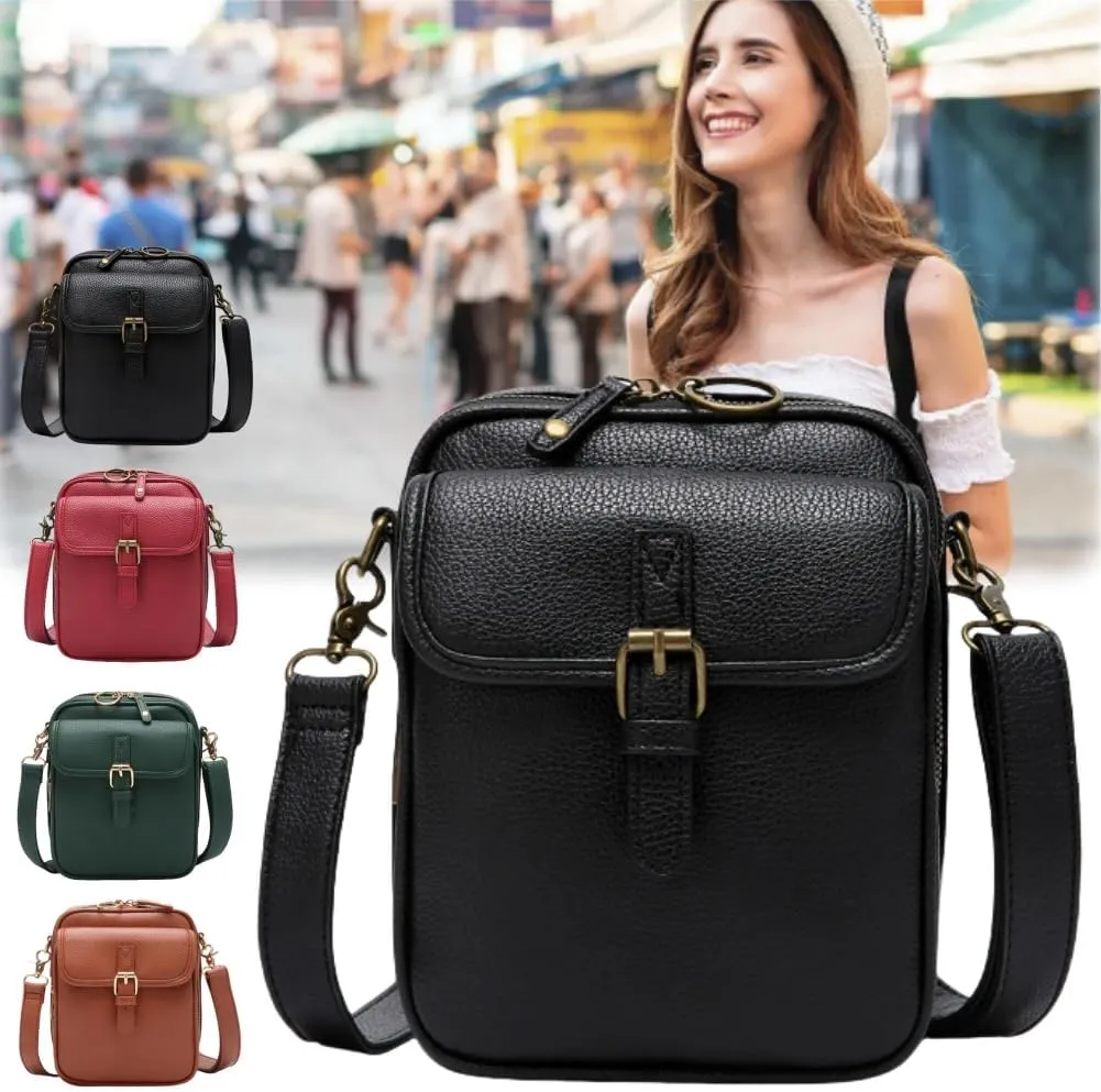 Tojoyride Crossbody Bag, 10 Card Slots Vintage Tojoyride Crossbody Leather Bag Built in Wallet, Anti Theft Cross Body