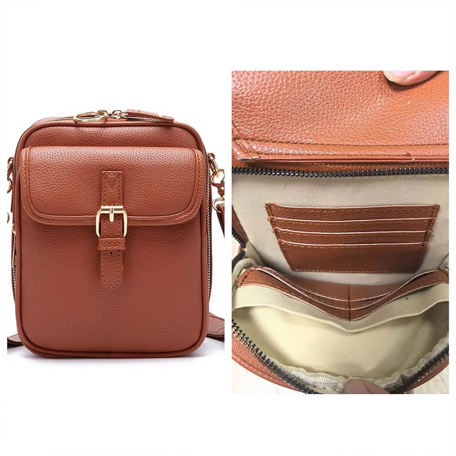 Tojoyride Crossbody Bag, Urvashi Crossbody Bag, Vintage Leather Cross Body Shoulder Bagwith 10 Upgraded Card Slots