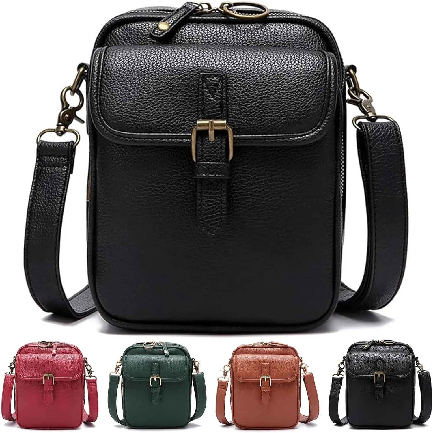 Tojoyride Crossbody Bag, Urvashi Crossbody Leather Bag, Upgraded Vintage Anti Theft Purse for Women