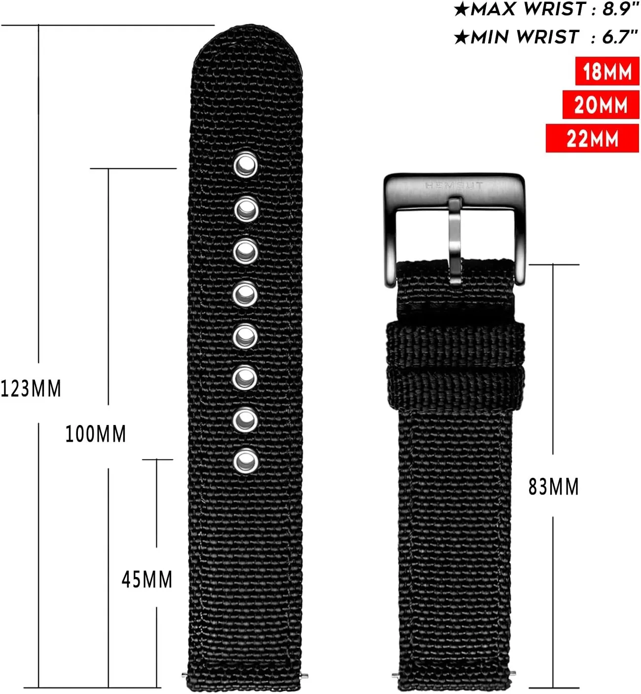 torbollo Nylon Weaved Watch Strap, Men Watch Bands for Classic Watch, 18mm 20mm 22mm 24mm Quick Release Sturdy Replacement Watch Wrap for Women
