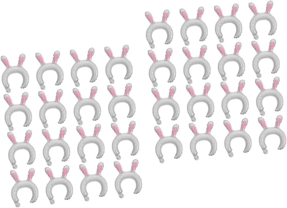 Totority 2sets Foil Bunny Head Balloon Animal Headbands Party Decorations Inflatable Headband Adornment 50pcs*2