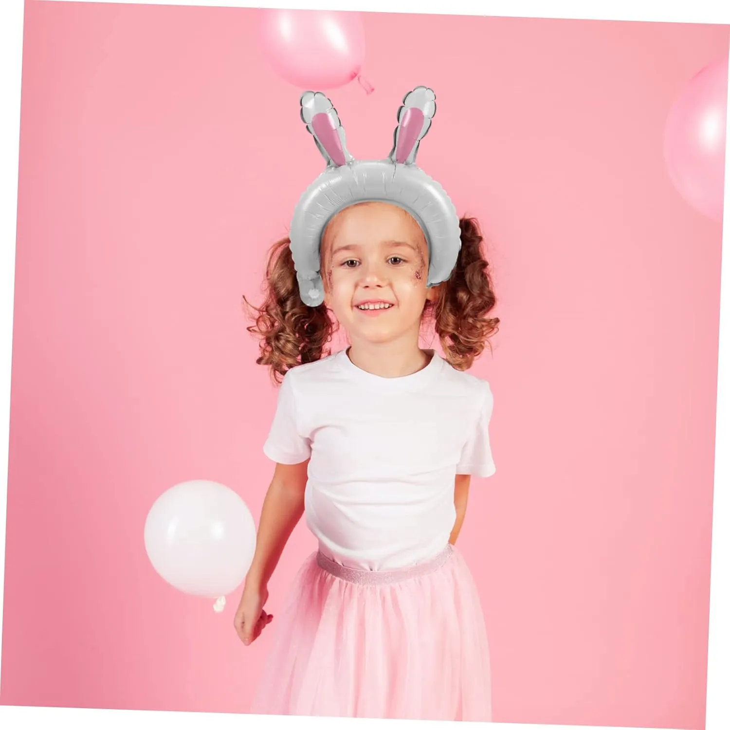 Totority 2sets Foil Bunny Head Balloon Animal Headbands Party Decorations Inflatable Headband Adornment 50pcs*2