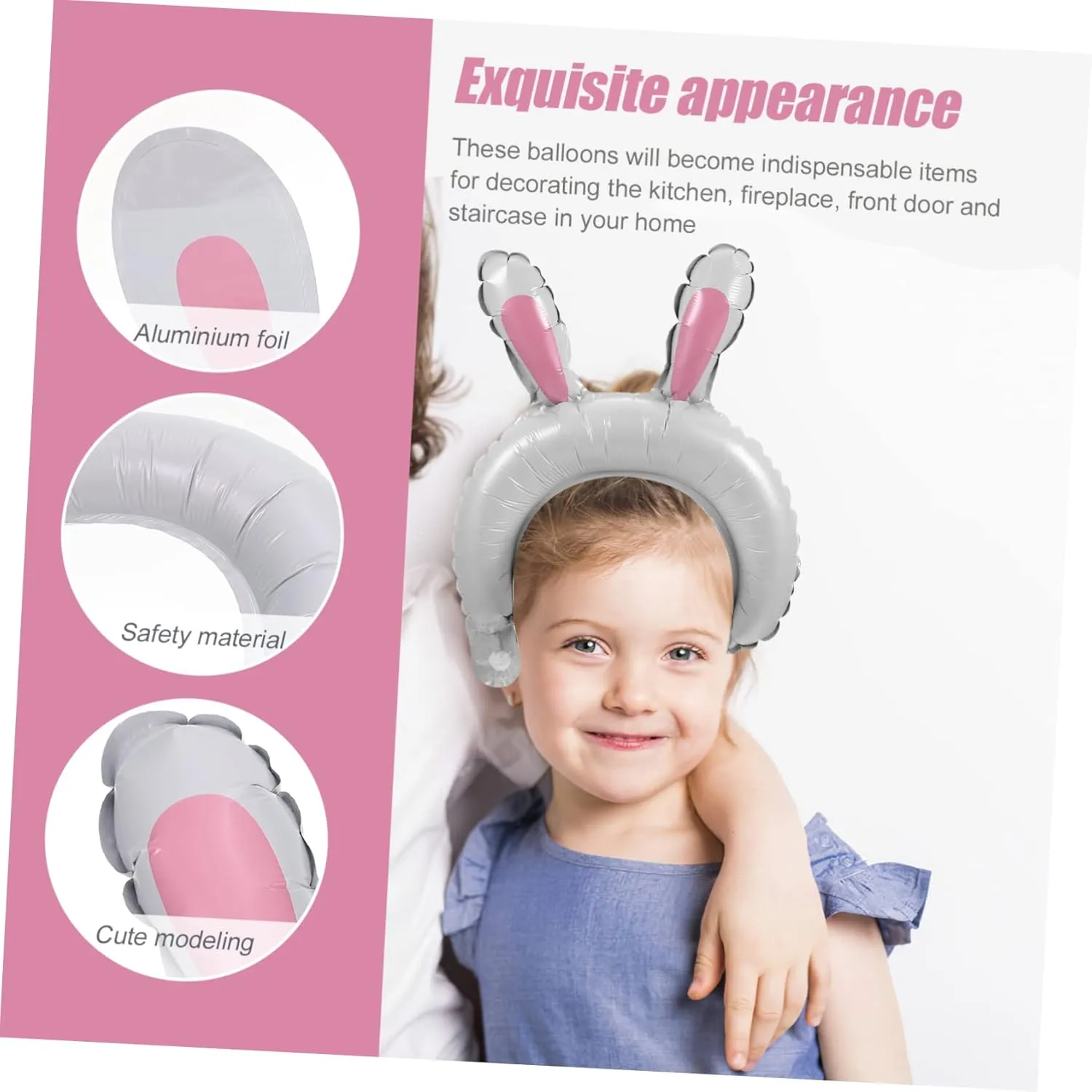 Totority 2sets Foil Bunny Head Balloon Animal Headbands Party Decorations Inflatable Headband Adornment 50pcs*2