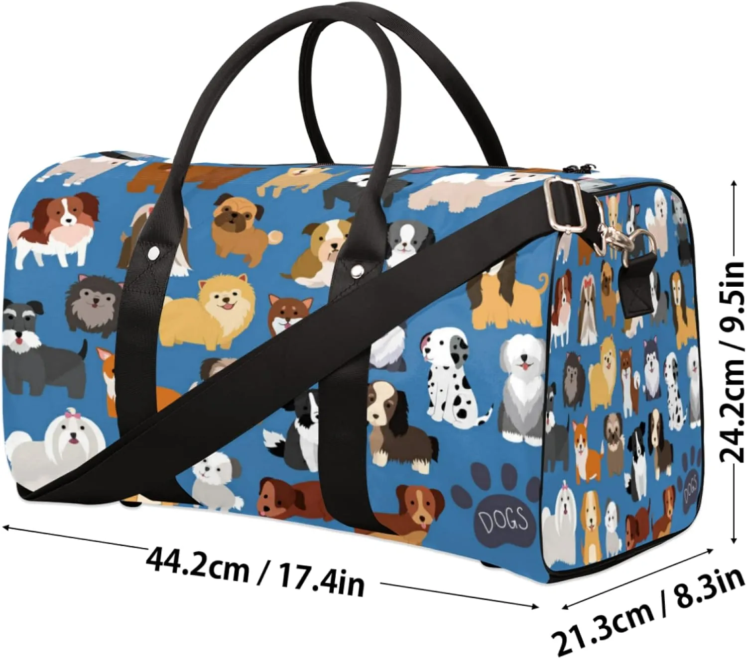 Travel Duffel Bag Cute Dog Doggy Sport Gym Bag Weekender Overnight Bag Carry on bag Training Shoulder for Women Men Boys Girls