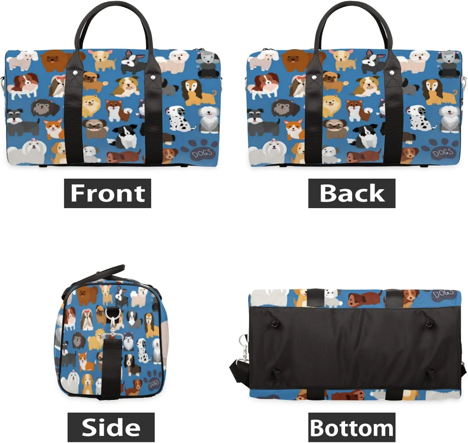 Travel Duffel Bag Cute Dog Doggy Sport Gym Bag Weekender Overnight Bag Carry on bag Training Shoulder for Women Men Boys Girls