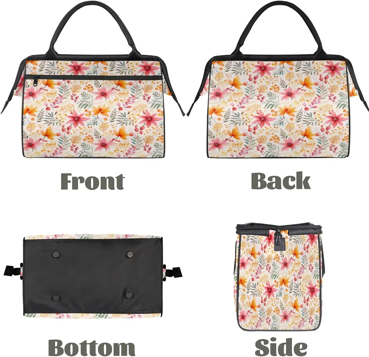 Travel Duffel Bag for Women, Autumn Flower Floral Weekender Overnight Bag Carry on Beach Swim Bags Dance Bag Airlines Approved Personal Item Travel Bag for Yoga, Sports, Hospital