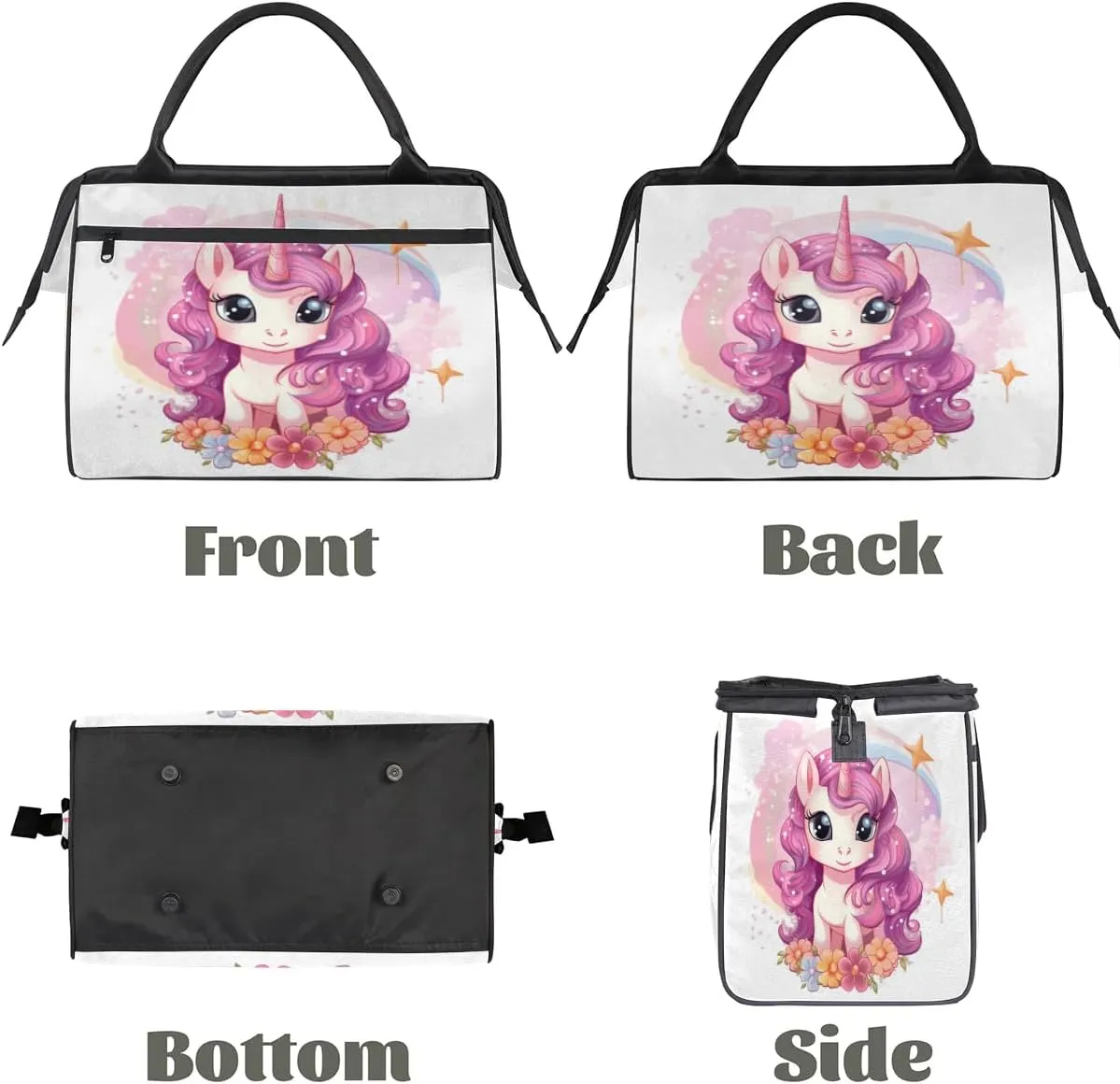 Travel Duffel Bag for Women, Cute Unicorn Flower Weekender Overnight Bag Carry on Beach Swim Bags Dance Bag Airlines Approved Personal Item Travel Bag for Yoga, Sports, Hospital