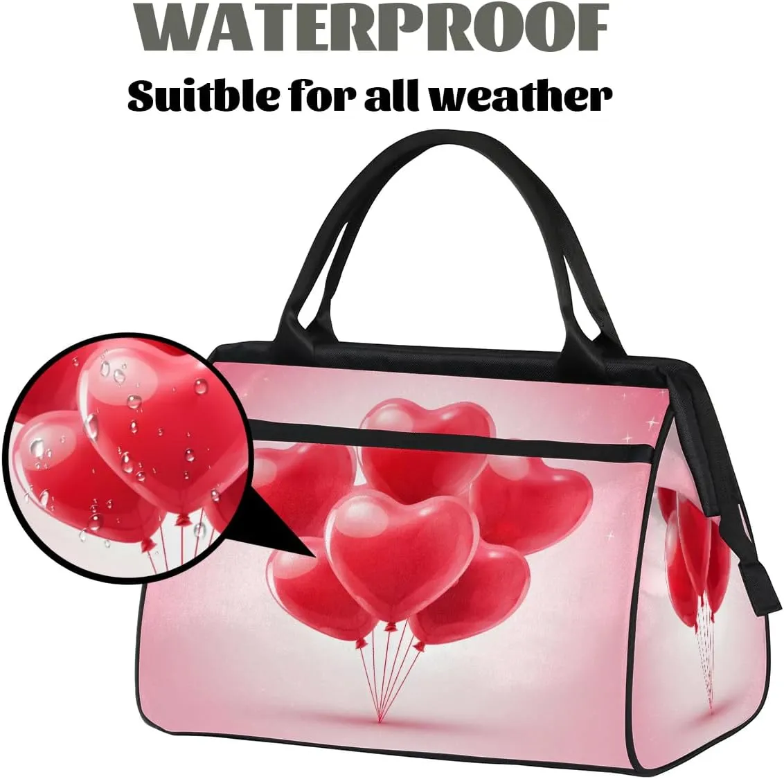 Travel Duffel Bag for Women, Heart Balloon Weekender Overnight Bag Carry on Beach Swim Bags Dance Bag Airlines Approved Personal Item Travel Bag for Yoga, Sports, Hospital