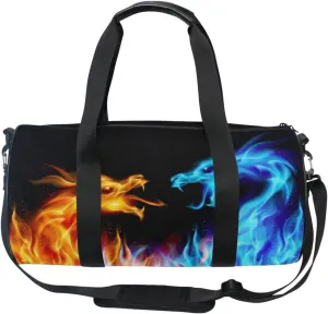 Travel Duffle Bag for Men Women, Fire Dragons Large Travel Overnight Duffel Bag Unisex High Capacity Large Luggage Sports Gym Bag