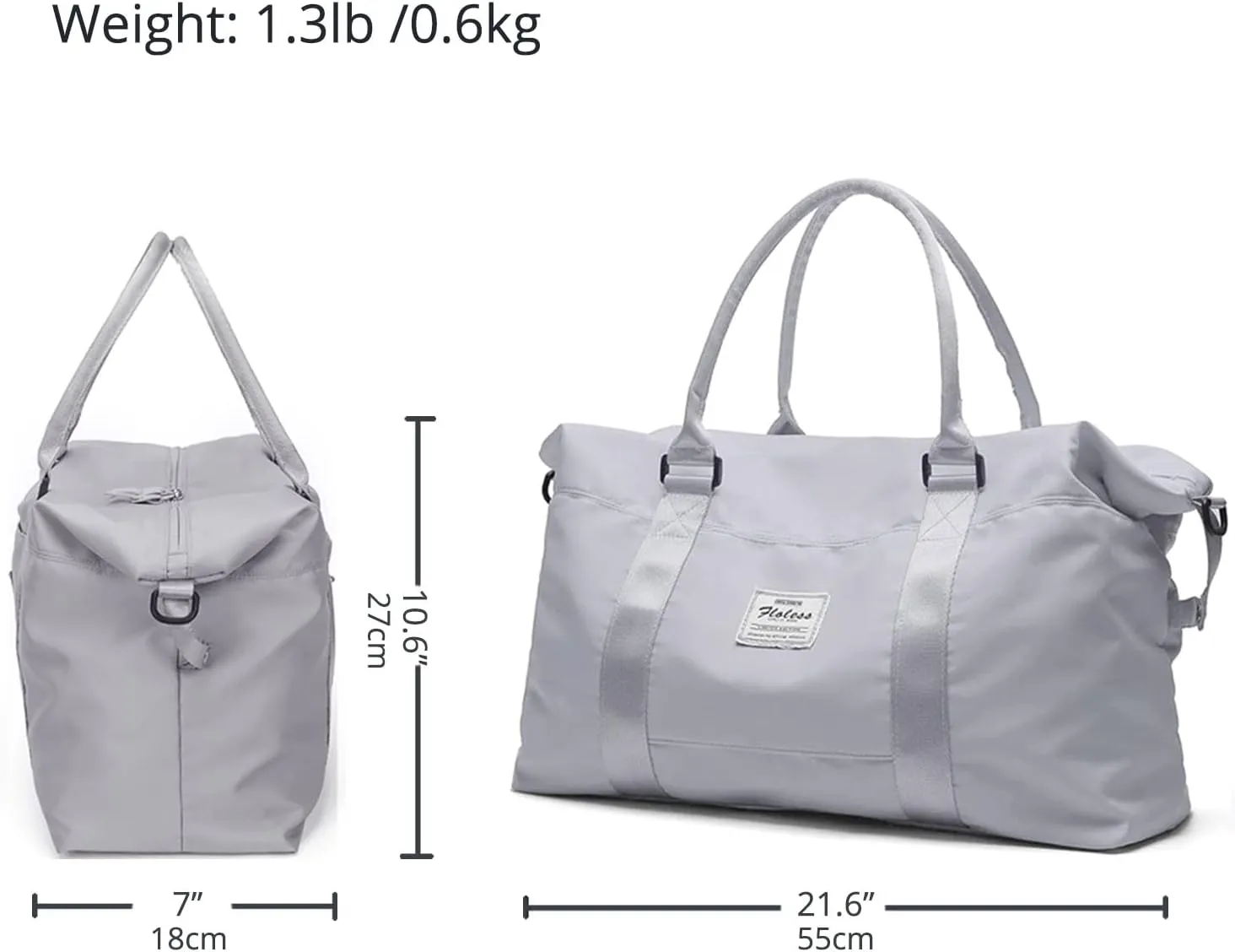Travel Gym Bag for Women, LANBX Tote Bag Carry on Luggage Sport Duffle Weekender Overnight Bags with Wet Pocket (Grey)