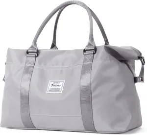 Travel Gym Bag for Women, LANBX Tote Bag Carry on Luggage Sport Duffle Weekender Overnight Bags with Wet Pocket (Grey)
