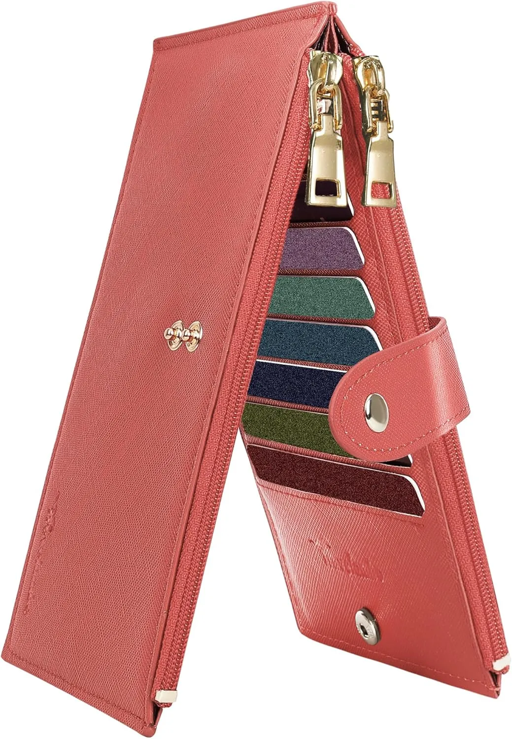 Travelambo RFID Wallet Women Large Size Bifold Multi Card Wallet Case with Zipper Pocke Credit Card Holder for Women