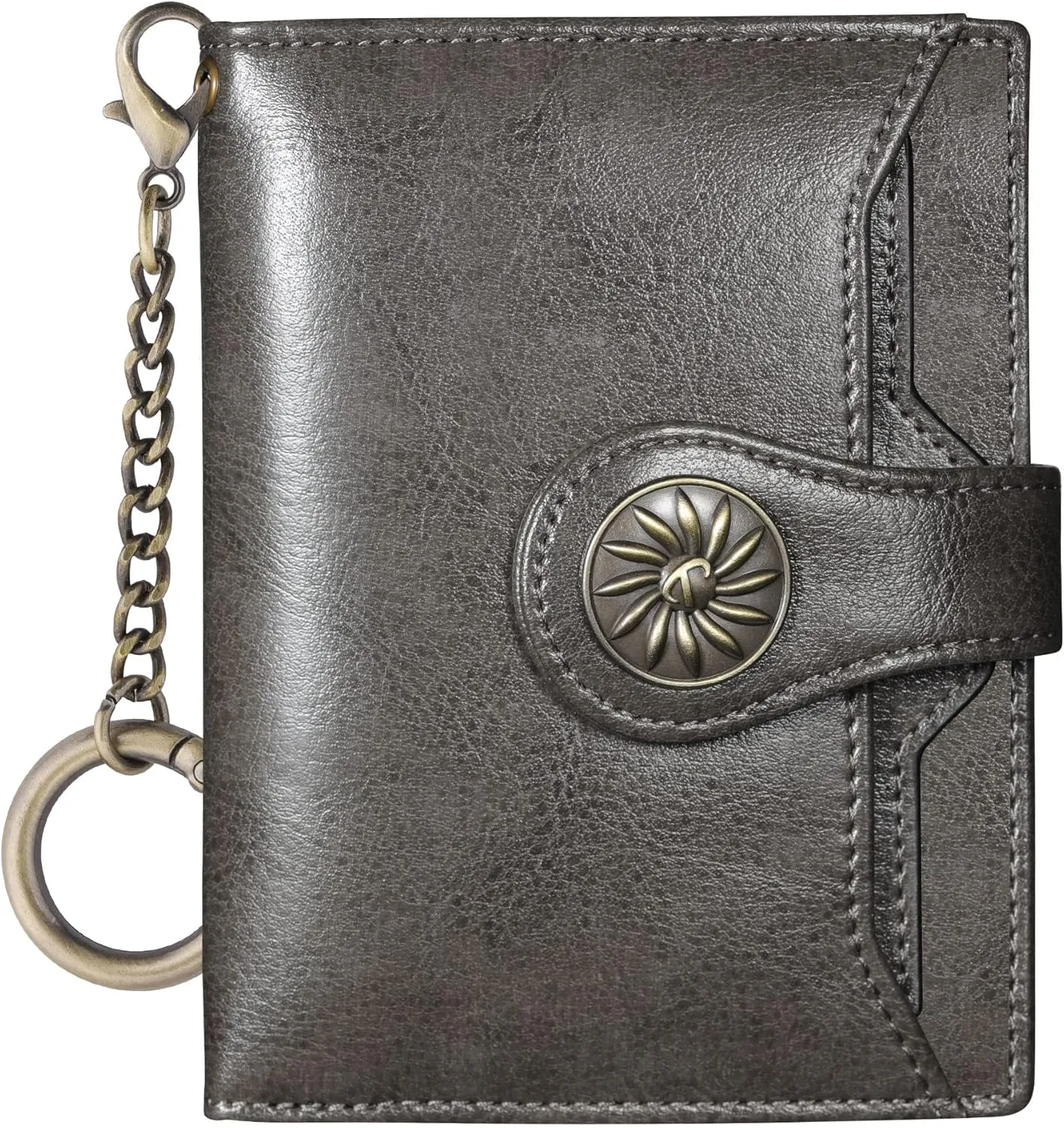 Travelambo Small Womens Wallet with 2 ID Windows, RFID Blocking Bifold Leather Card Holder Purse with Zipper Coin Pocket