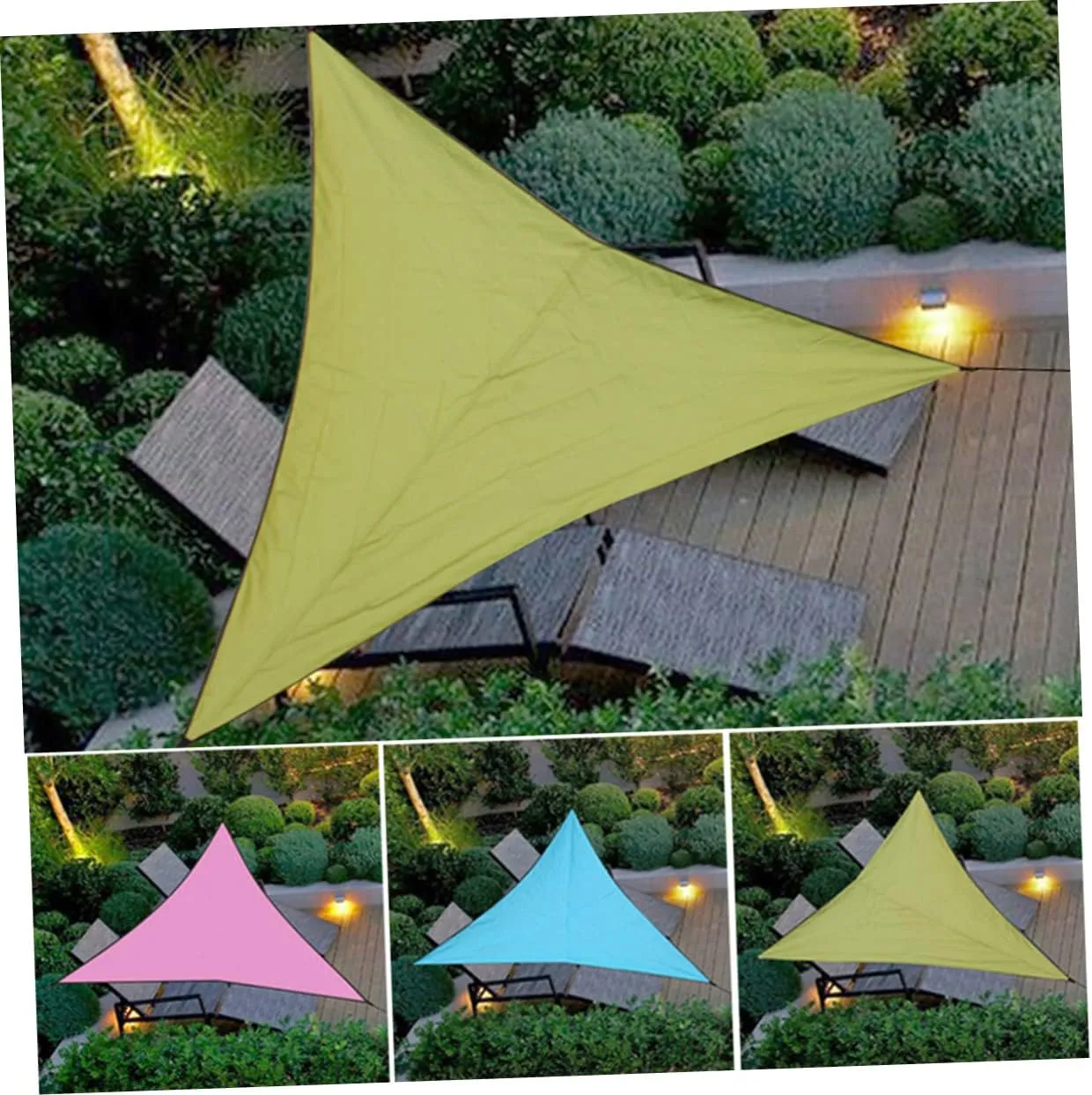Triangle Outdoor Canopy Tent Multifunctional Beach Mat for Camping Picnics Easy Setup Storage Includes Ropes Carry Bag for Gardens Patios Pools Army Green