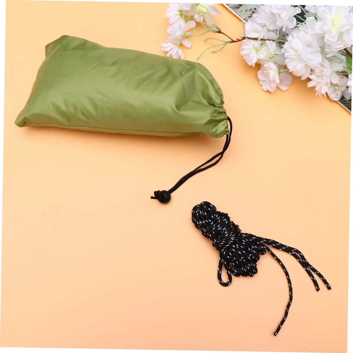 Triangle Outdoor Canopy Tent Multifunctional Beach Mat for Camping Picnics Easy Setup Storage Includes Ropes Carry Bag for Gardens Patios Pools Army Green