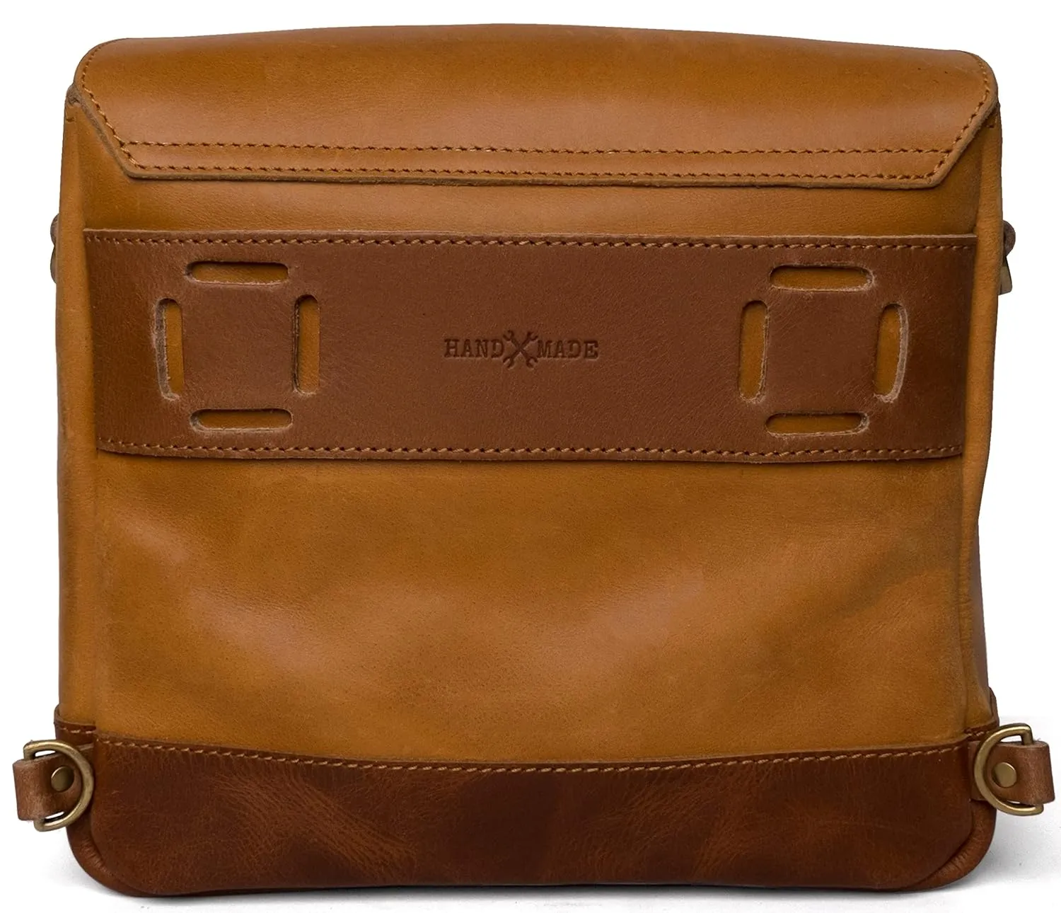 Trip Machine Company Genuine Leather Vintage Handmade Messenger Bag Cross Body Adjustable Shoulder Strap Satchel Motorcycle Mount Pannier - Vintage Tan, 10"